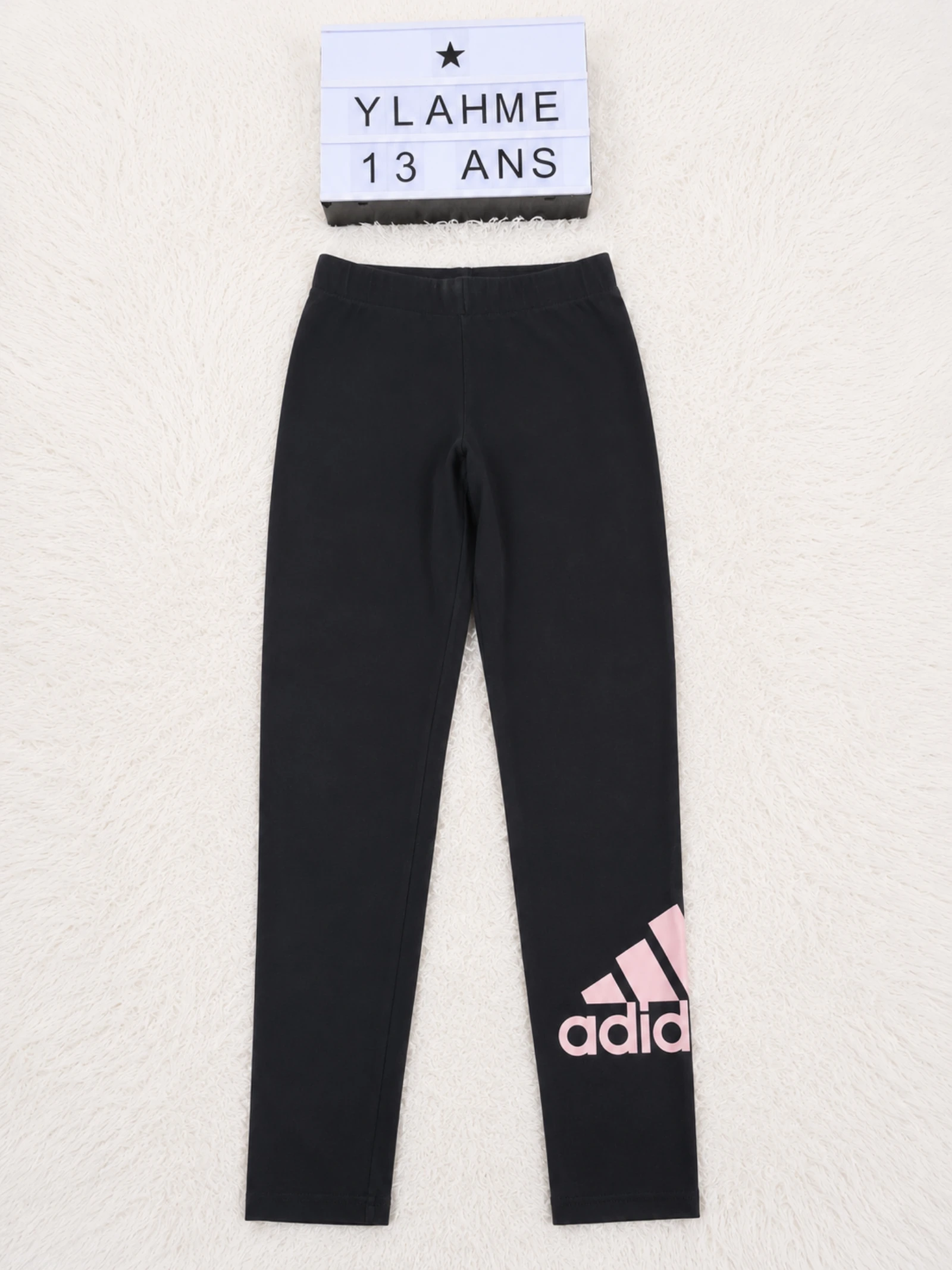 Legging Adidas noir logo rose 13-14 ans 👒
